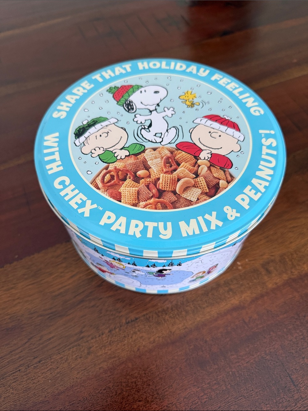 Peanuts Chex Party Mix & Peanuts Holiday Tin - Blue